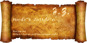 Horák Zoltán névjegykártya